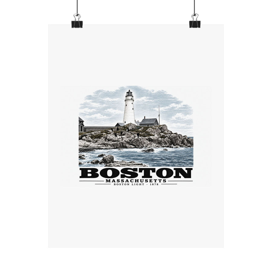 Boston Light, Boston Harbor, Mass. Matte Heritage Poster — 11 × 14 and 18 × 24 in - Boston Harbor