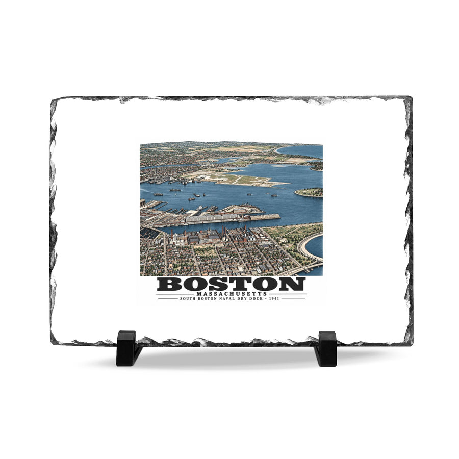 Navy Yard Annex, So. Boston, MA from South, 3000 feet 7 × 11 in Slate Desk Plaque - Boston Harbor