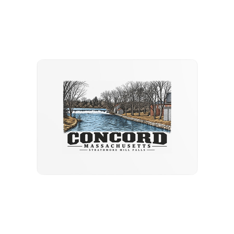 Illustrated Strathmore Mill Falls in Concord on metal art sign