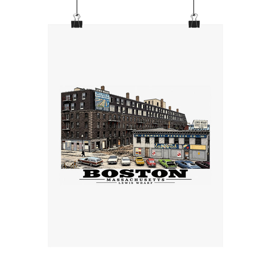 Lewis Wharf Matte Heritage Poster — 11 × 14 and 18 × 24 in - Boston Harbor