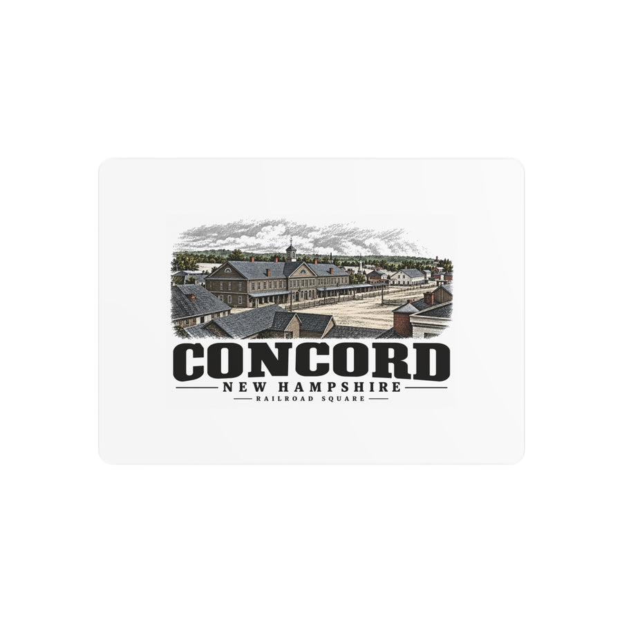 Front of Railroad Square horizontal metal wall art, Concord, New Hampshire.