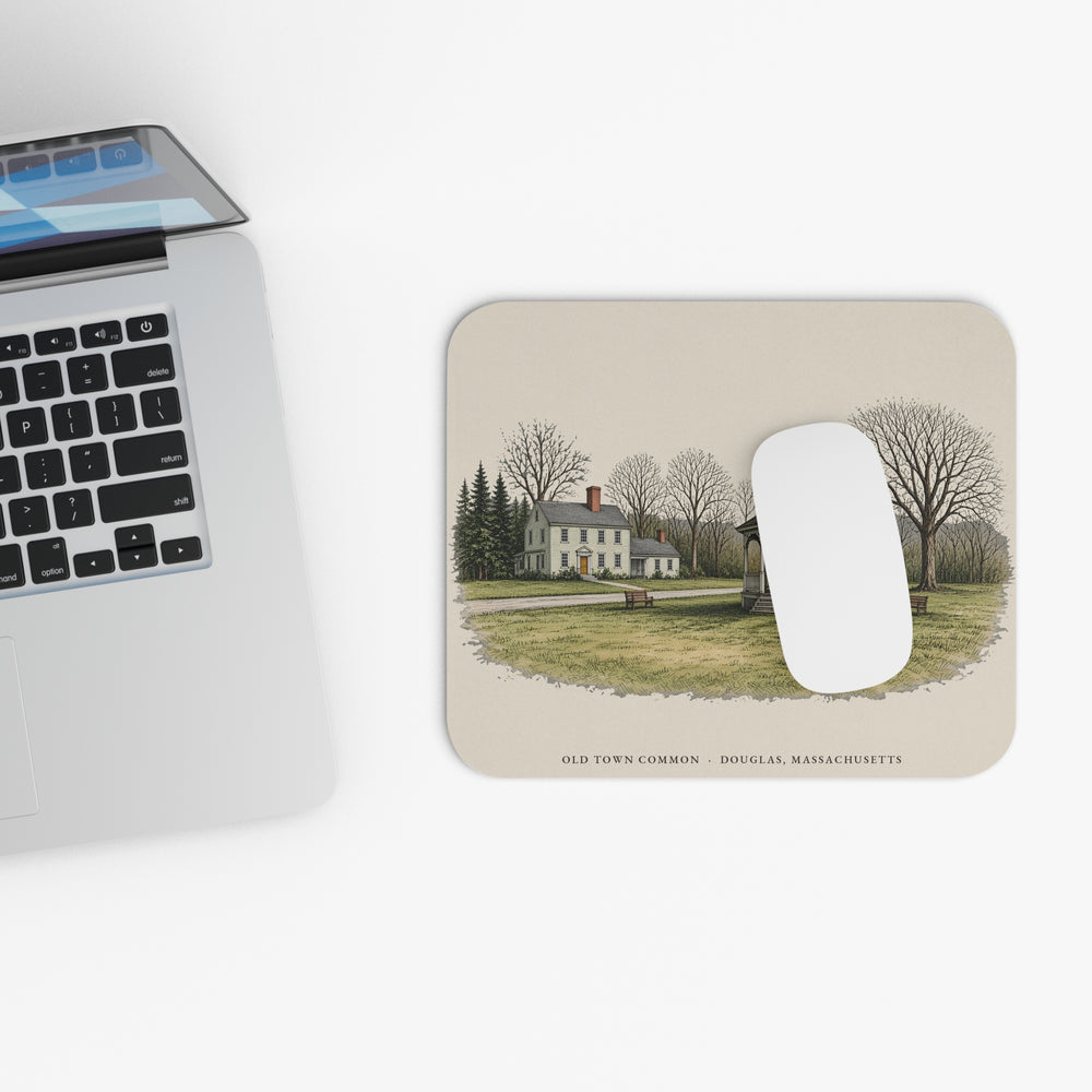 Douglas Old Town Common mouse pad mockup showing the full illustrated print