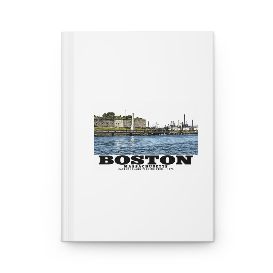 Castle Island, includes Fishing Pier Matte Hardcover Journal - Boston Harbor