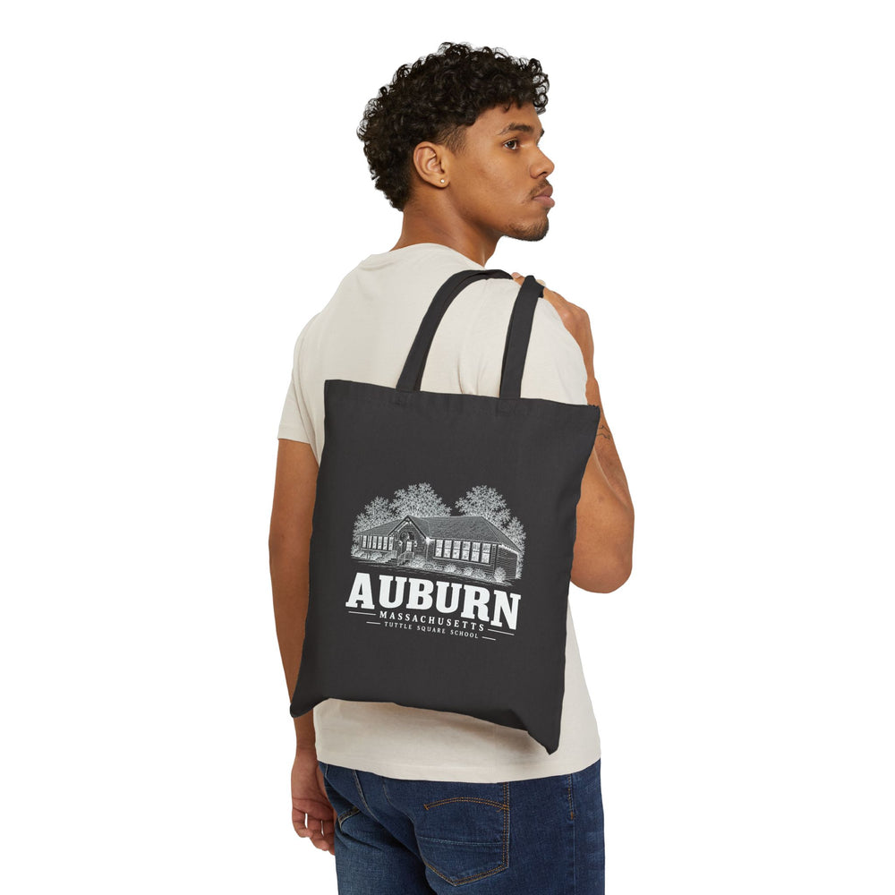 Auburn Tuttle Square School Heavy Canvas Tote in Black — person-front view