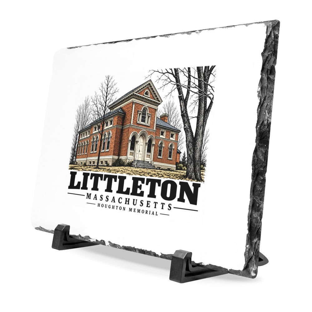 Illustrated Houghton Memorial in Littleton on slate desk plaque