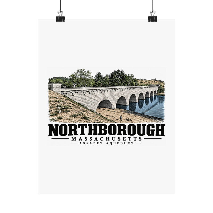 Illustrated Assabet Aqueduct in Northborough on unframed matte poster