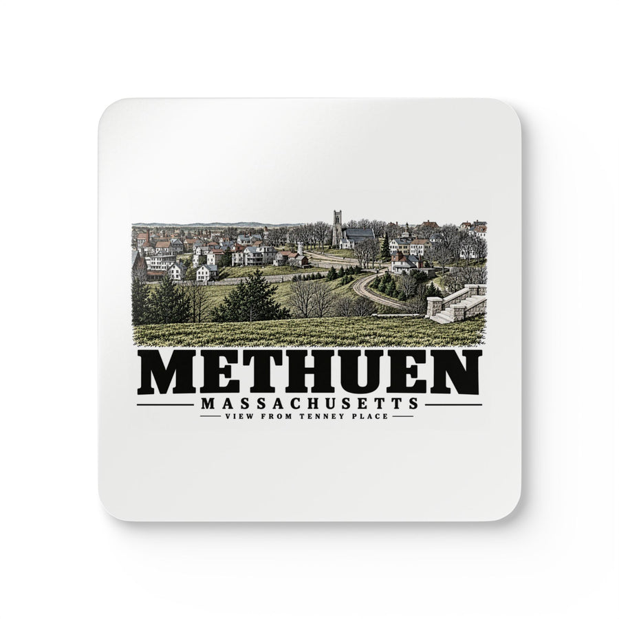 Methuen View of Methuen from the Tenney Place Cork Back Coaster Set - Merrimack Valley Goods