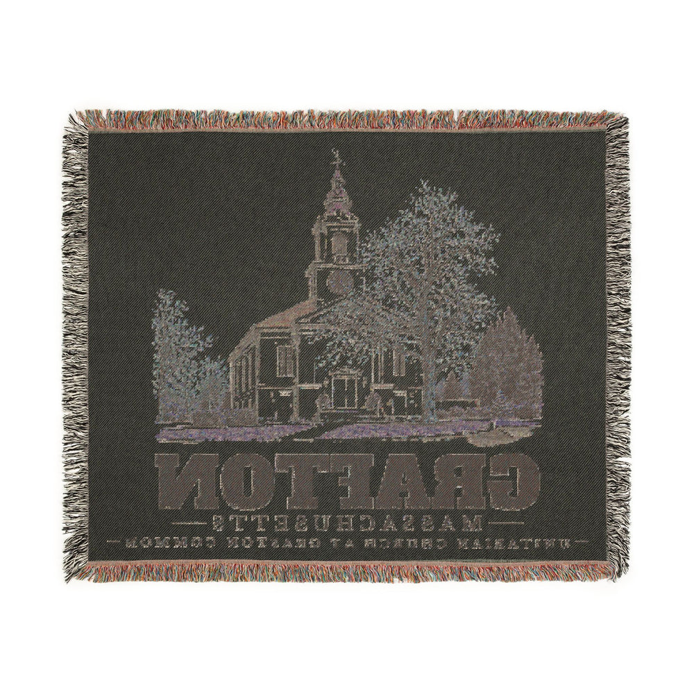 Unitarian Church at Grafton Common — Grafton, Massachusetts woven blanket, product view 3