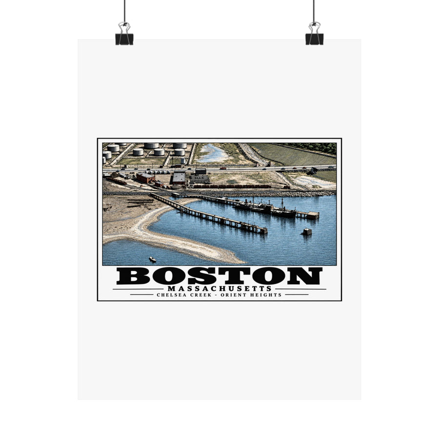 Orient Heights taken at 600 feet-Shore line, Chelsea Creek, East Boston Matte Heritage Poster — 11 × 14 and 18 × 24 in - Boston Harbor
