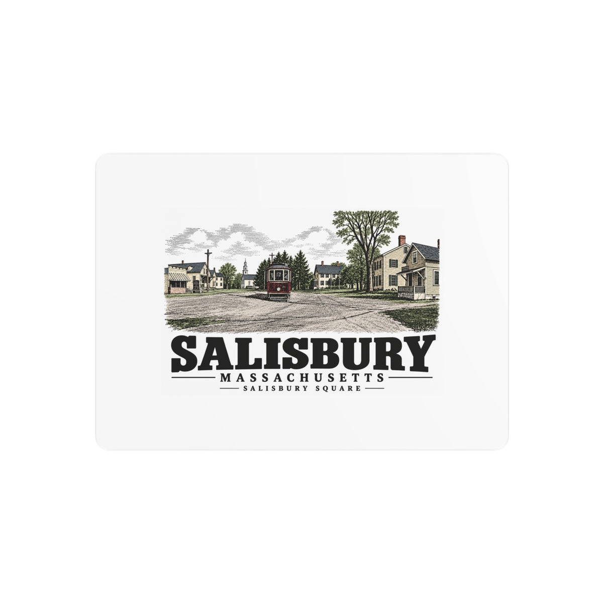Front of Salisbury Square horizontal metal wall art, Salisbury, Massachusetts.