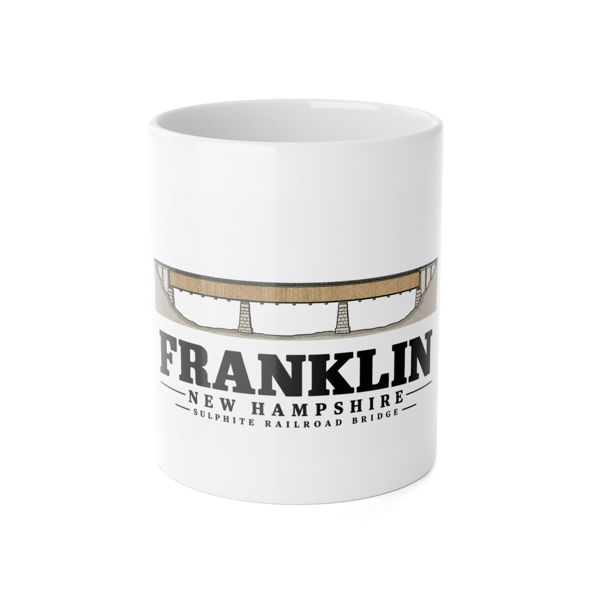Franklin Sulphite Railroad Bridge measured drawing 11 oz White Ceramic Mug - Merrimack Valley Goods