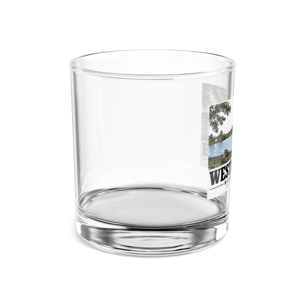 Illustrated Lake Chauncy in Westborough on rocks glass