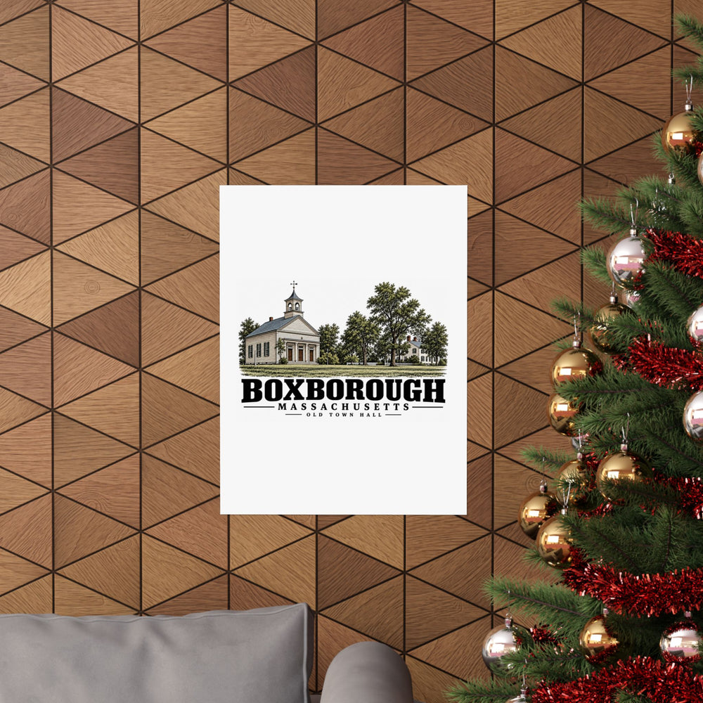 Illustrated Old Town Hall in Boxborough on unframed matte poster