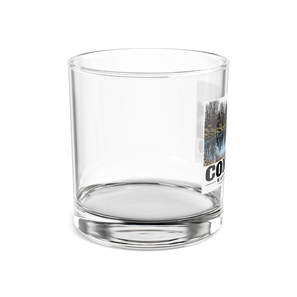 Illustrated Assabet River in Concord on rocks glass