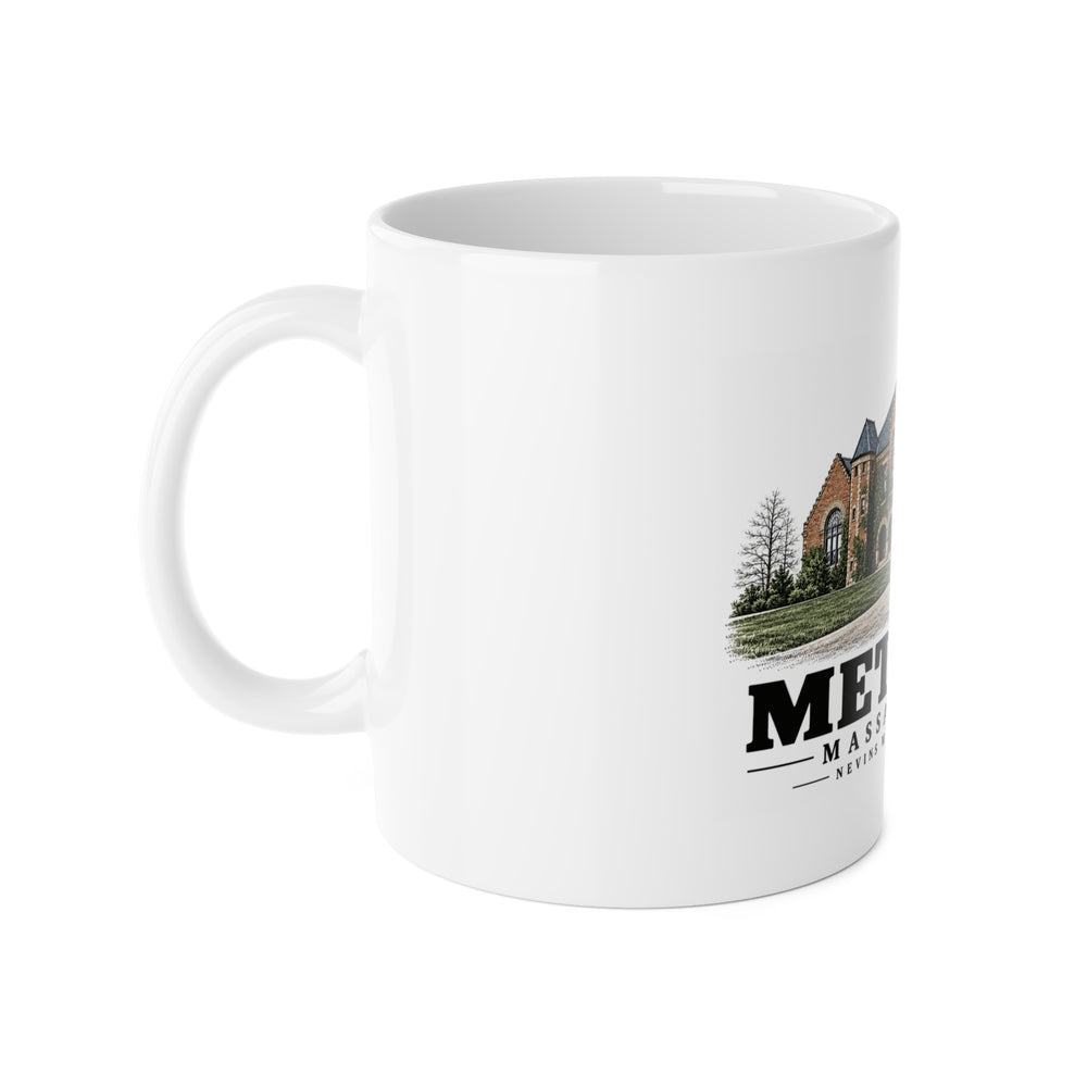Methuen The Nevins Memorial Library, p.100 lower image 11 oz White Ceramic Mug - Merrimack Valley Goods