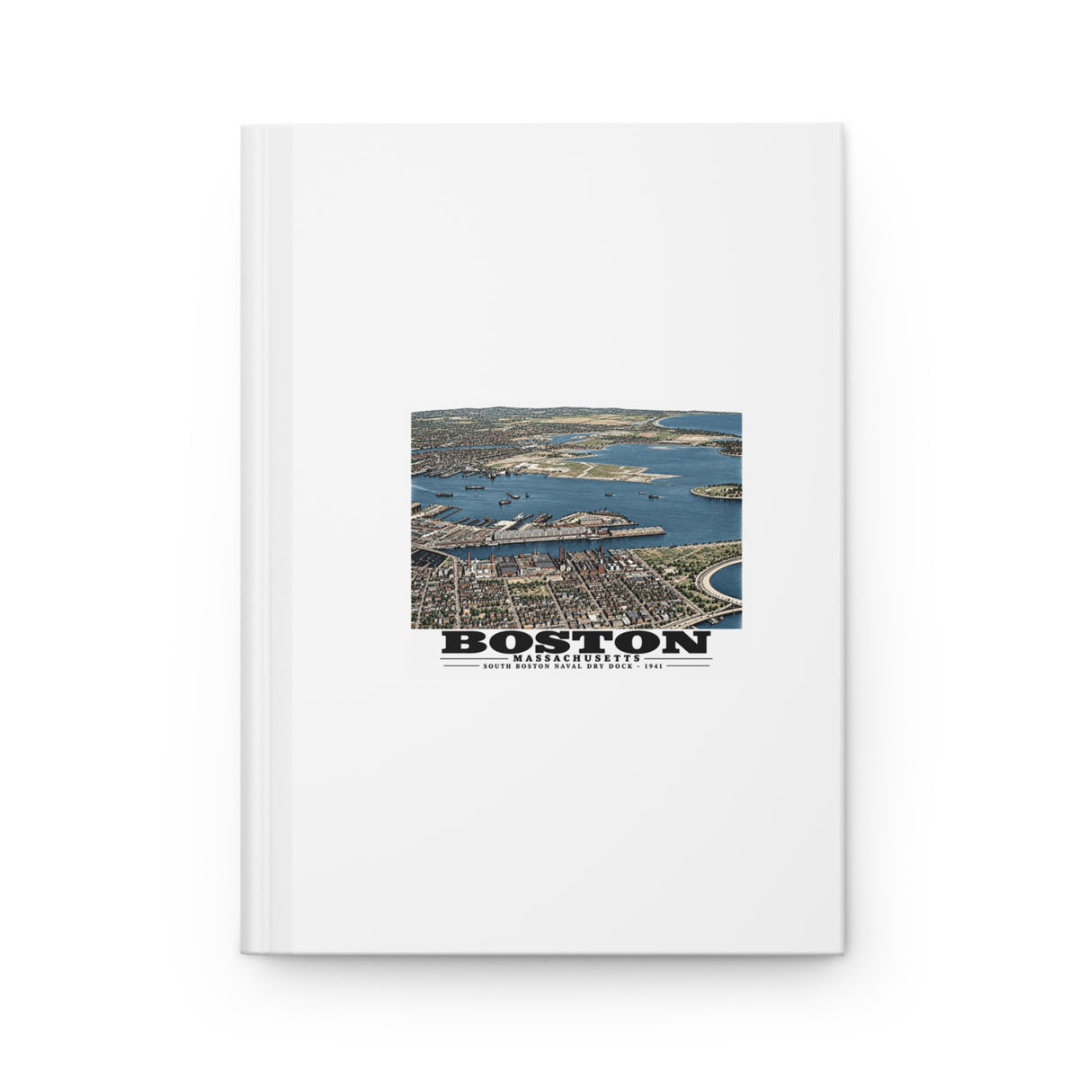 Navy Yard Annex, So. Boston, MA from South, 3000 feet Matte Hardcover Journal - Boston Harbor