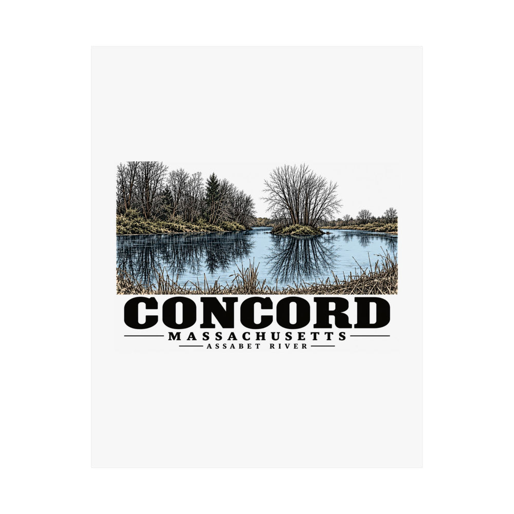 Illustrated Assabet River in Concord on unframed matte poster