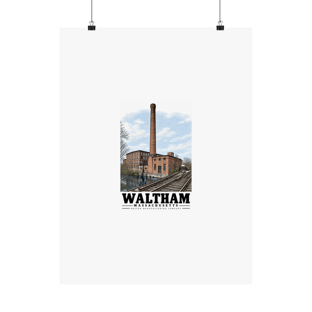 Illustrated Boston Manufacturing Company in Waltham on unframed matte poster