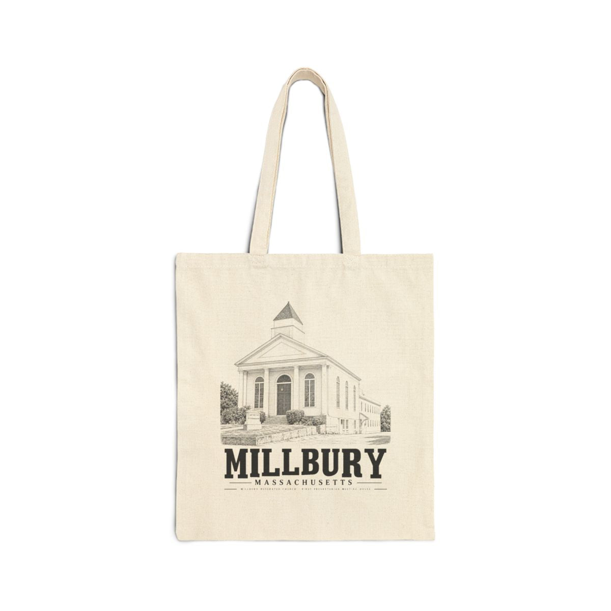 Millbury Federated Church / First Presbyterian Meeting House Heavy Canvas Tote - Natural - front product view