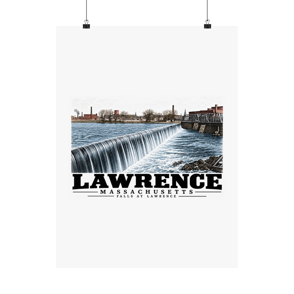 18 x 24 front of Falls at Lawrence matte poster, Lawrence, Massachusetts.