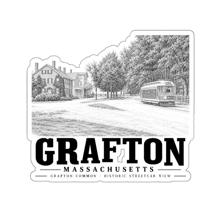 Grafton Common - Historic Streetcar View 4 in Die-Cut Sticker - Default - front product view