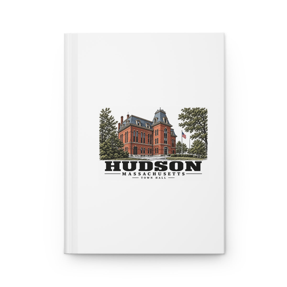 Illustrated Town Hall in Hudson on matte hardcover journal