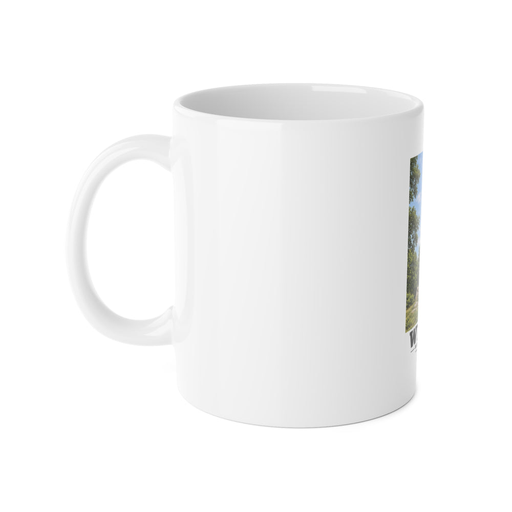 Illustrated Norumbega Tower in Weston on ceramic mug