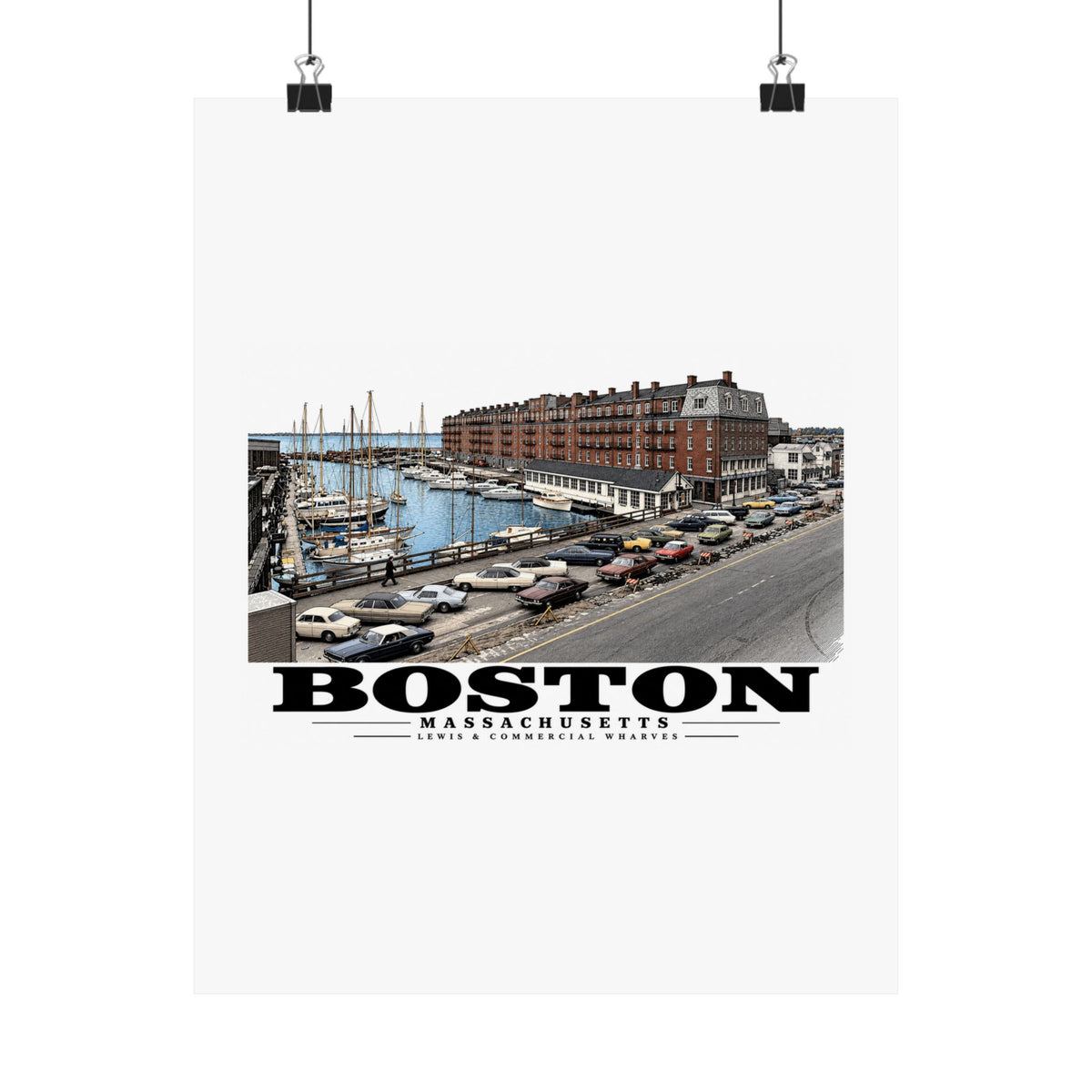 Marina between Lewis and Commercial Wharf Matte Heritage Poster — 11 × 14 and 18 × 24 in - Boston Harbor