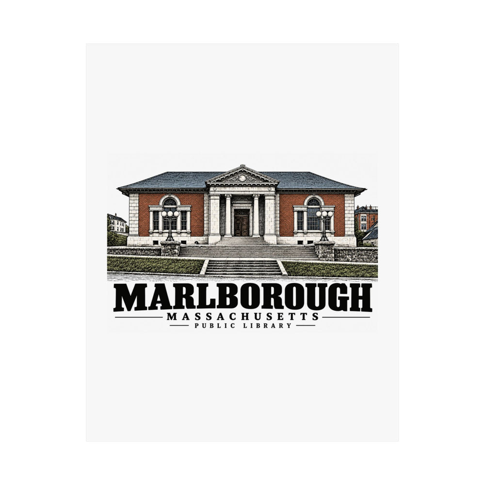 Illustrated Public Library in Marlborough on unframed matte poster