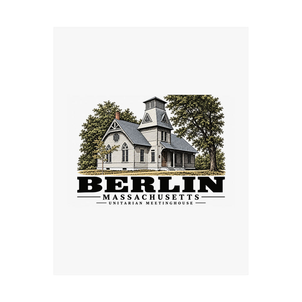 Illustrated Unitarian Meetinghouse in Berlin on unframed matte poster