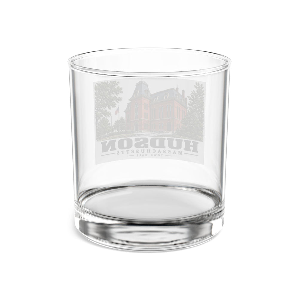 Illustrated Town Hall in Hudson on rocks glass