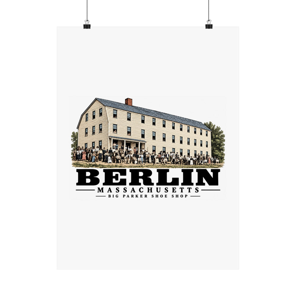 Illustrated Big Parker Shoe Shop in Berlin on unframed matte poster