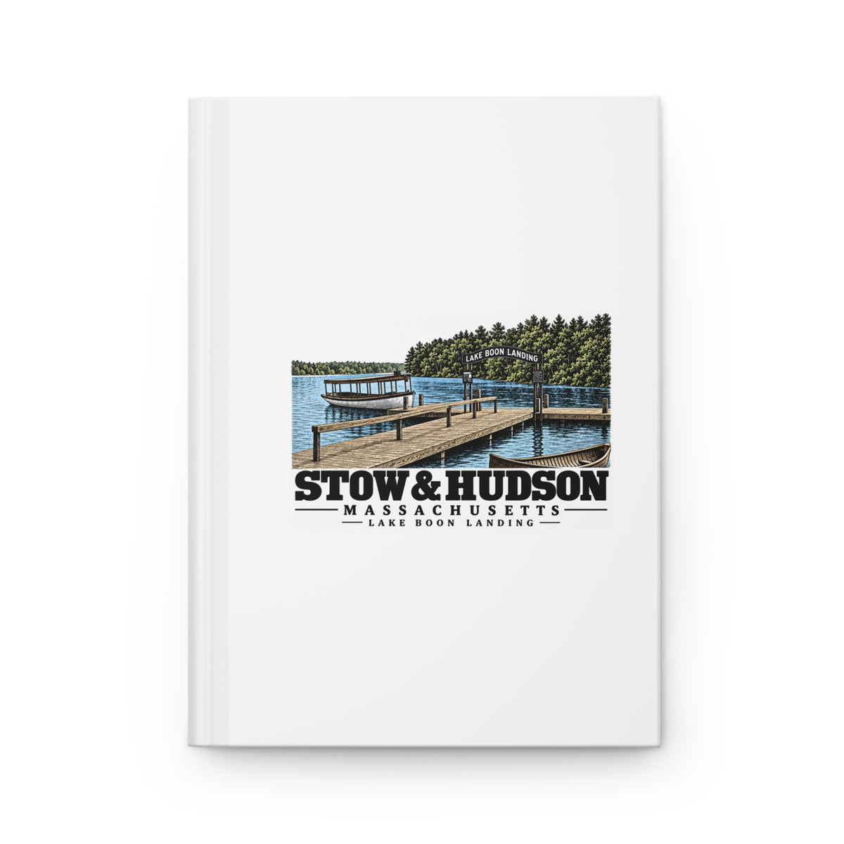 Illustrated Lake Boon Landing in Stow and Hudson on matte hardcover journal