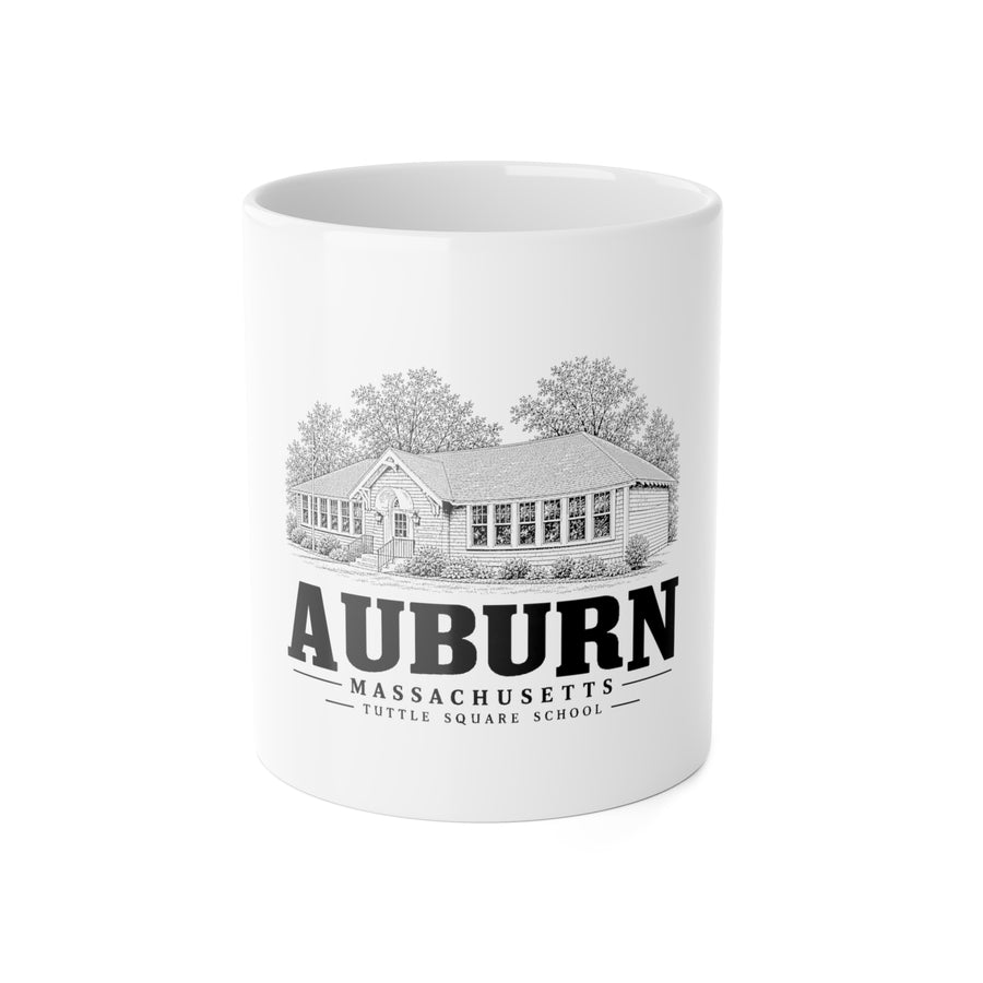 Auburn Tuttle Square School 11 oz Ceramic Mug in White — front view