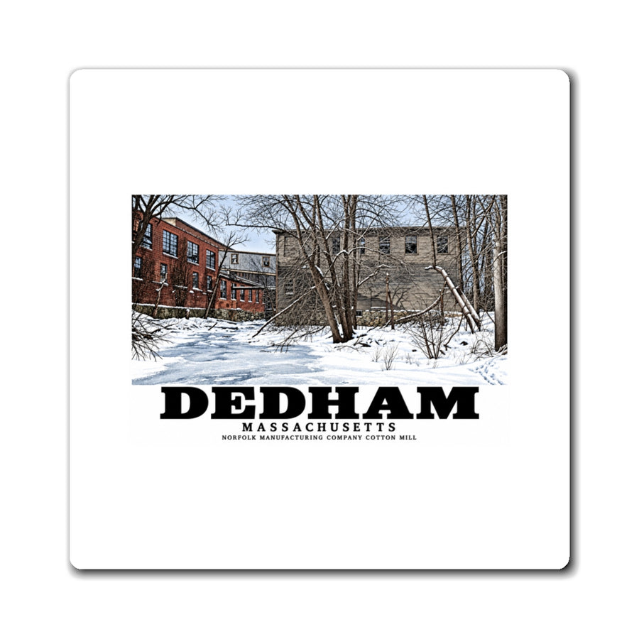 Illustrated Norfolk Manufacturing Company Cotton Mill in Dedham on square magnet