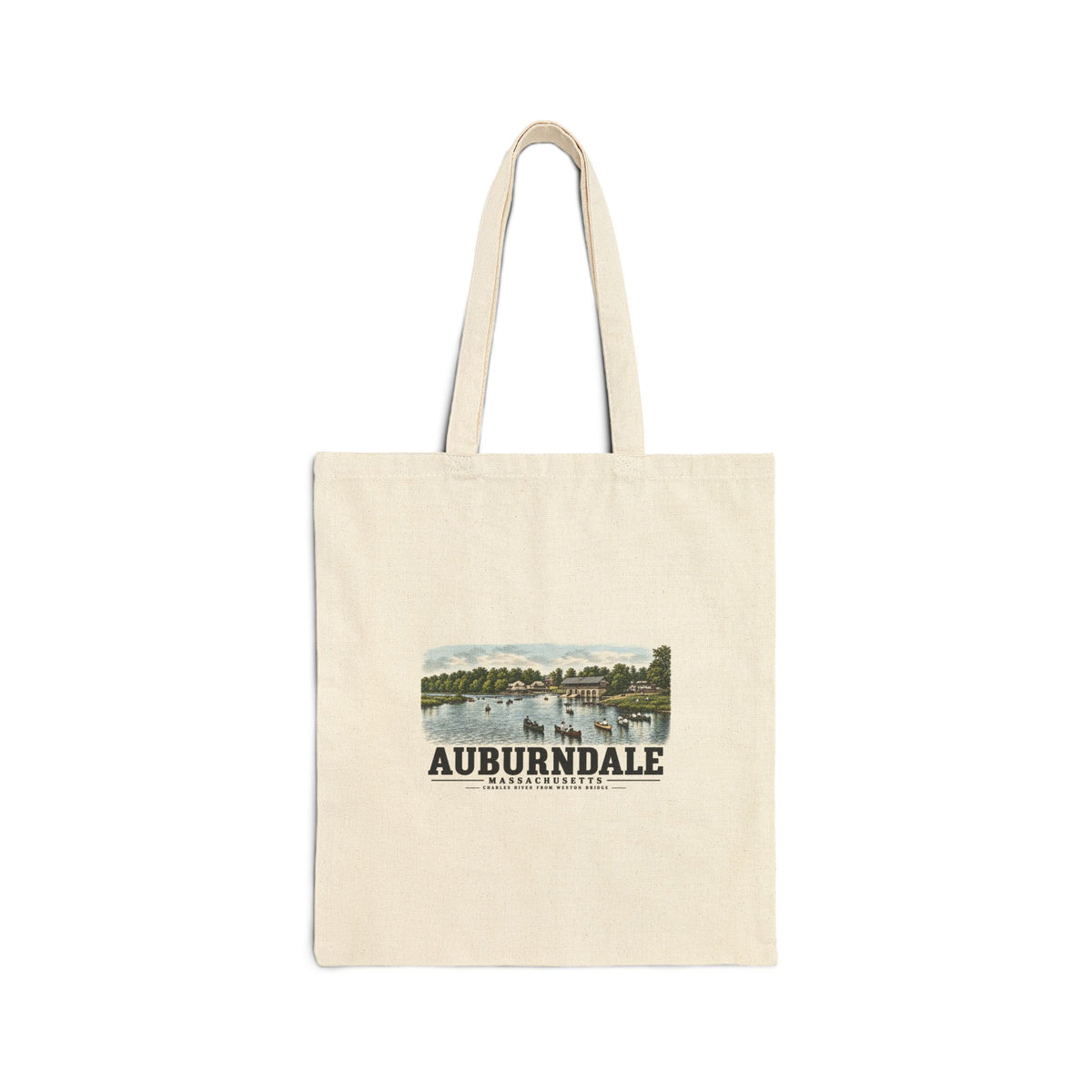 The Charles River from Weston Bridge, Auburndale, Mass. Natural Heavy Canvas Tote - Charles River