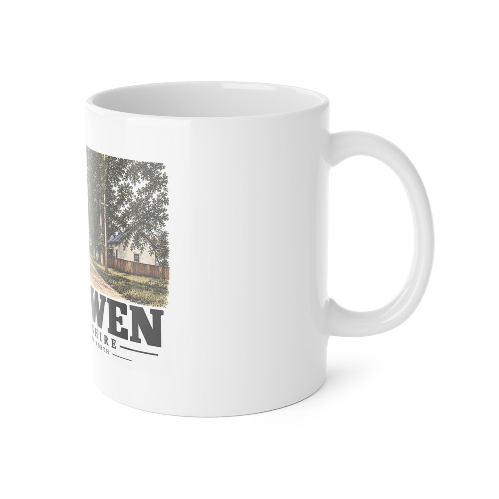 Right-handle side view of Main Street Looking North white ceramic mug, Boscawen, New Hampshire.