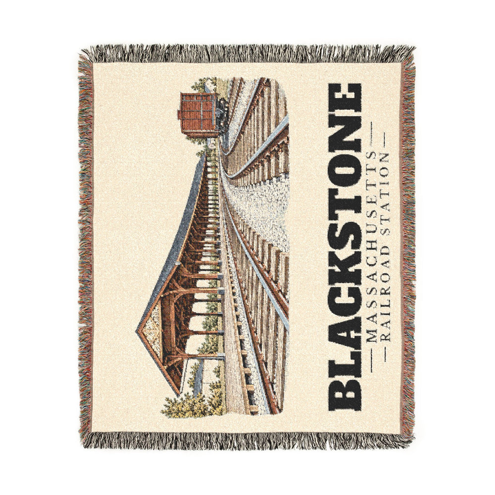 Railroad Station — Blackstone, Massachusetts woven blanket, product view 2