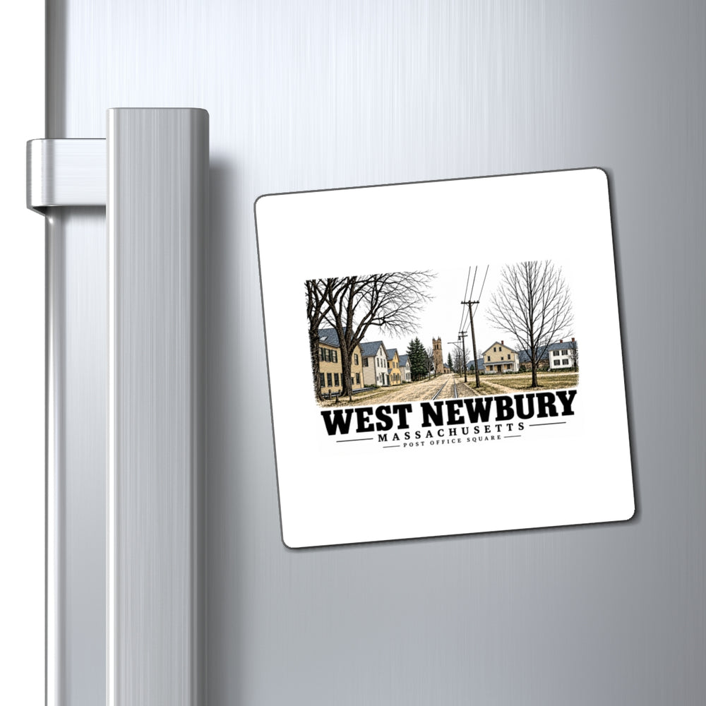 Refrigerator display of Post Office Square square vinyl magnet, West Newbury, Massachusetts.