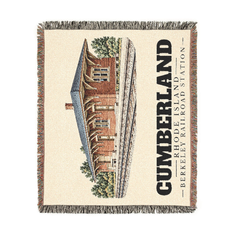 Berkeley Railroad Station — Cumberland, Rhode Island woven blanket, product view 2
