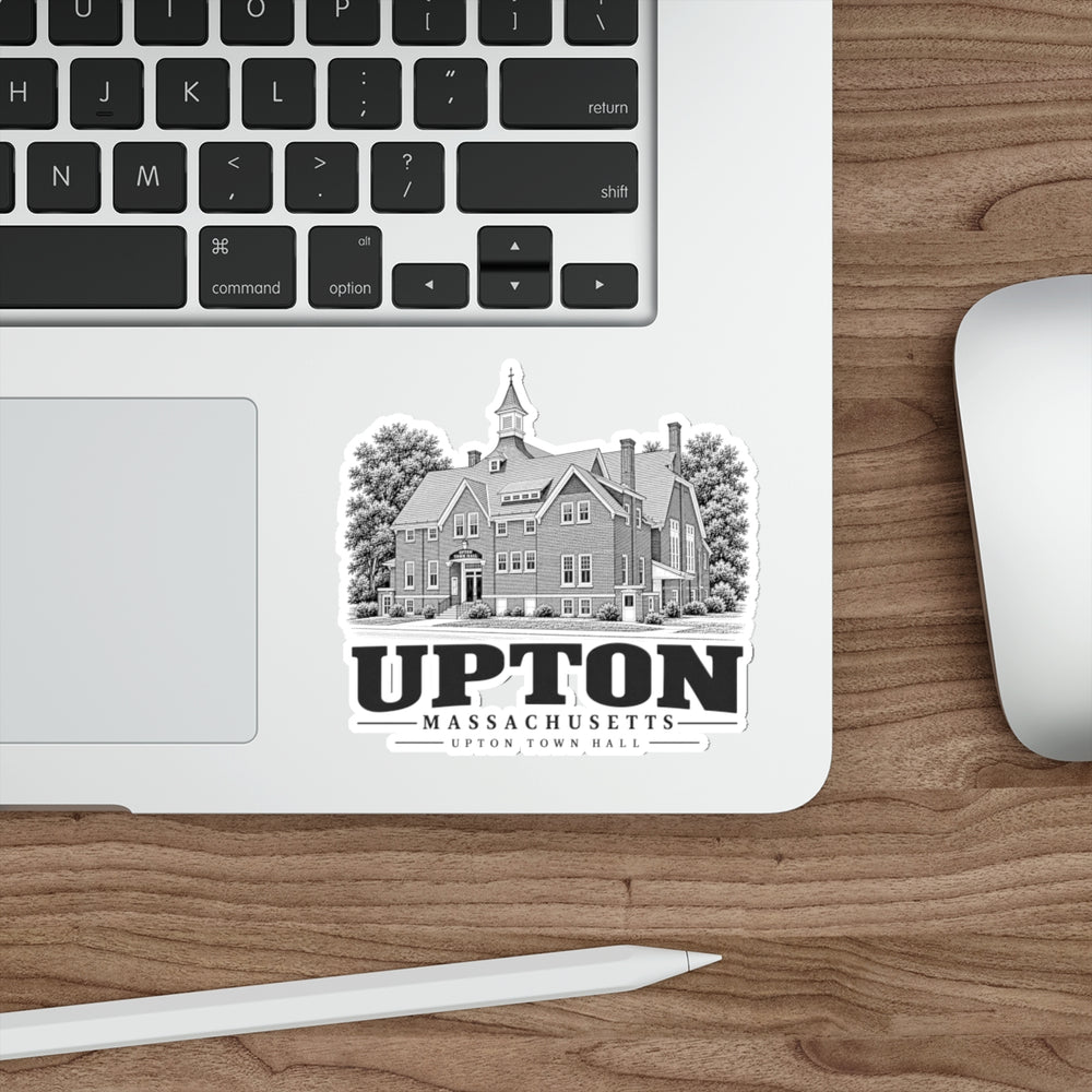 Upton Town Hall artwork on 4-inch die-cut sticker, context view 1