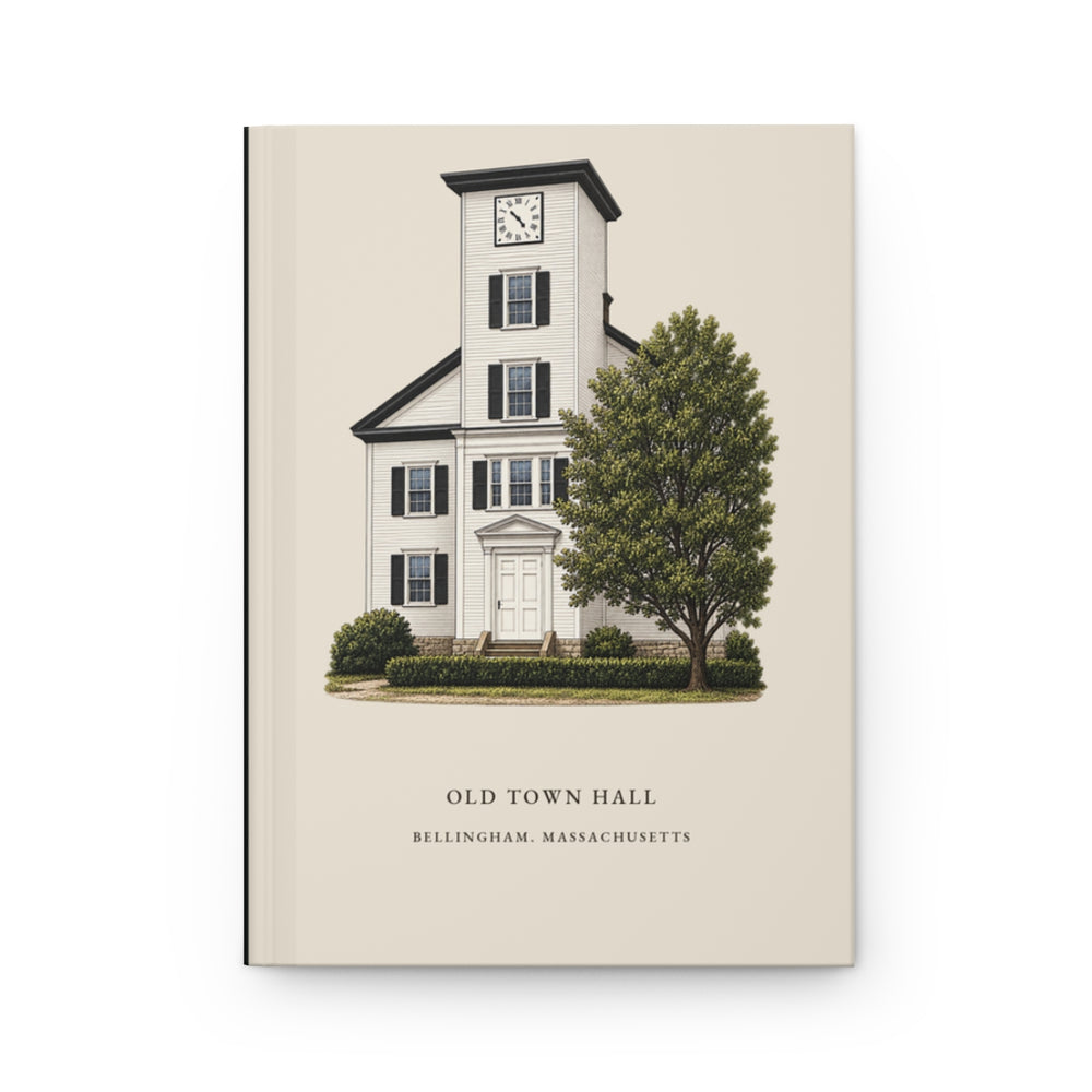 Bellingham Old Town Hall journal mockup showing the illustrated cover