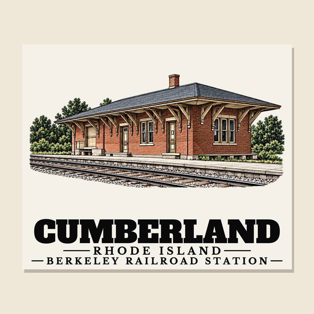 Berkeley Railroad Station — Cumberland, Rhode Island woven blanket design with town lettering