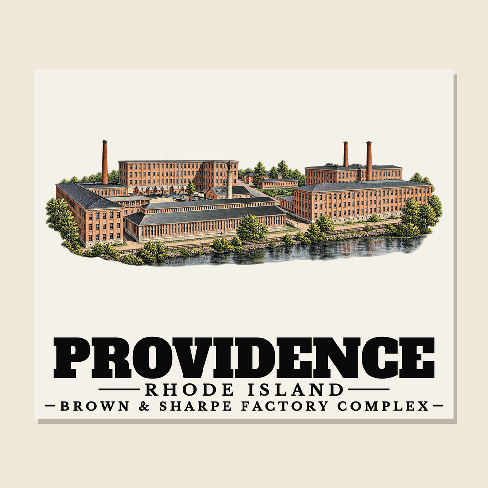 Brown & Sharpe Factory Complex — Providence, Rhode Island woven blanket design with town lettering