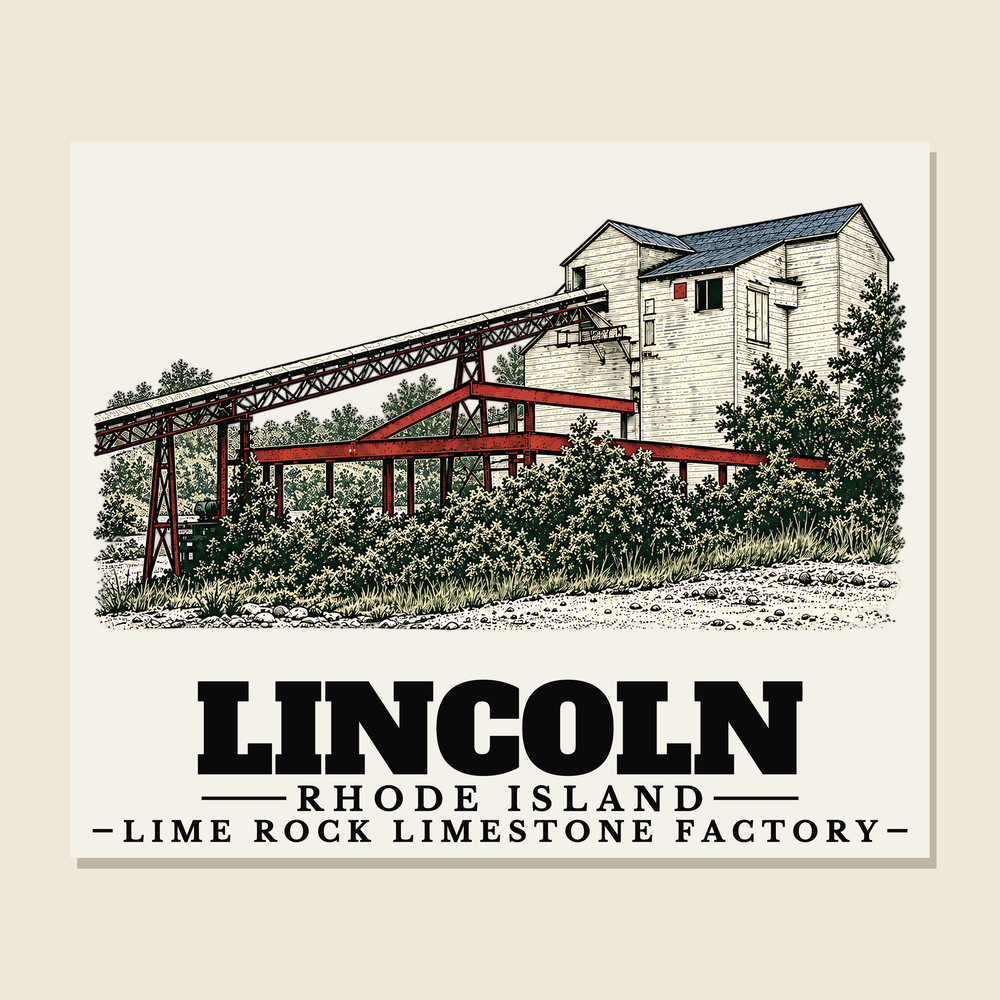 Lime Rock Limestone Factory — Lincoln, Rhode Island woven blanket design with town lettering