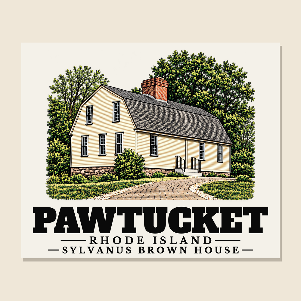 Sylvanus Brown House — Pawtucket, Rhode Island woven blanket design with town lettering