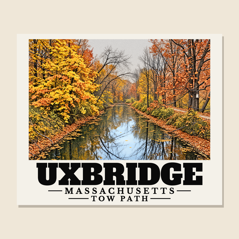 Tow Path — Uxbridge, Massachusetts woven blanket design with town lettering