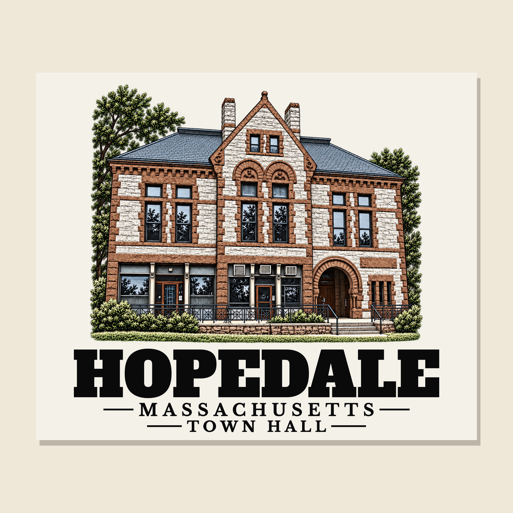Town Hall — Hopedale, Massachusetts woven blanket design with town lettering