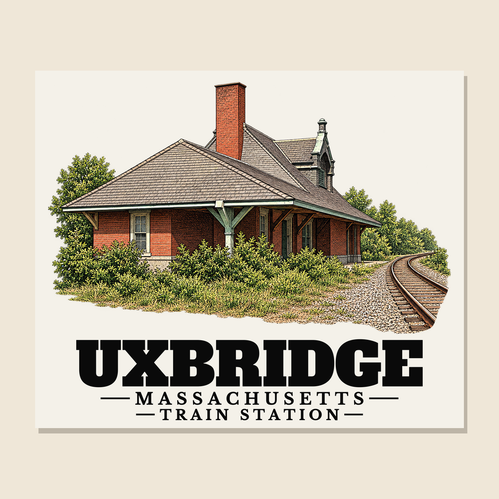 Train Station — Uxbridge, Massachusetts woven blanket design with town lettering