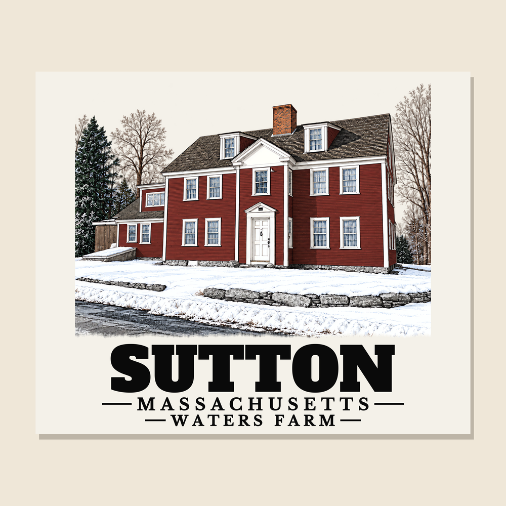 Waters Farm — Sutton, Massachusetts woven blanket design with town lettering